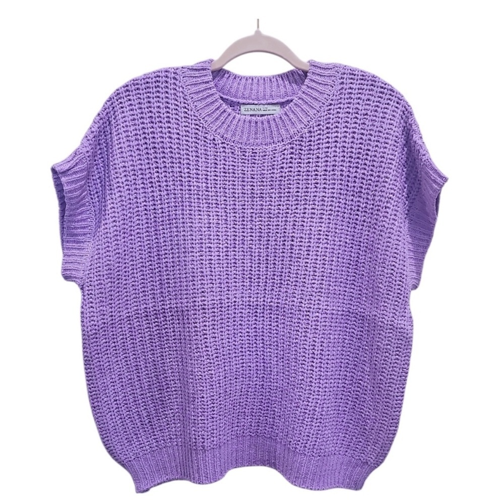 Zenana Outfitters Lavender Knit Crewneck Sweater